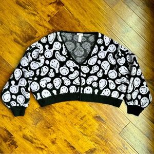Smiley x H&M cropped boxy fit cardigan sz XXL